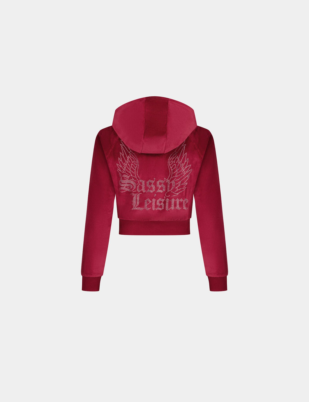 Sweat en velours avec strass rouge foncé