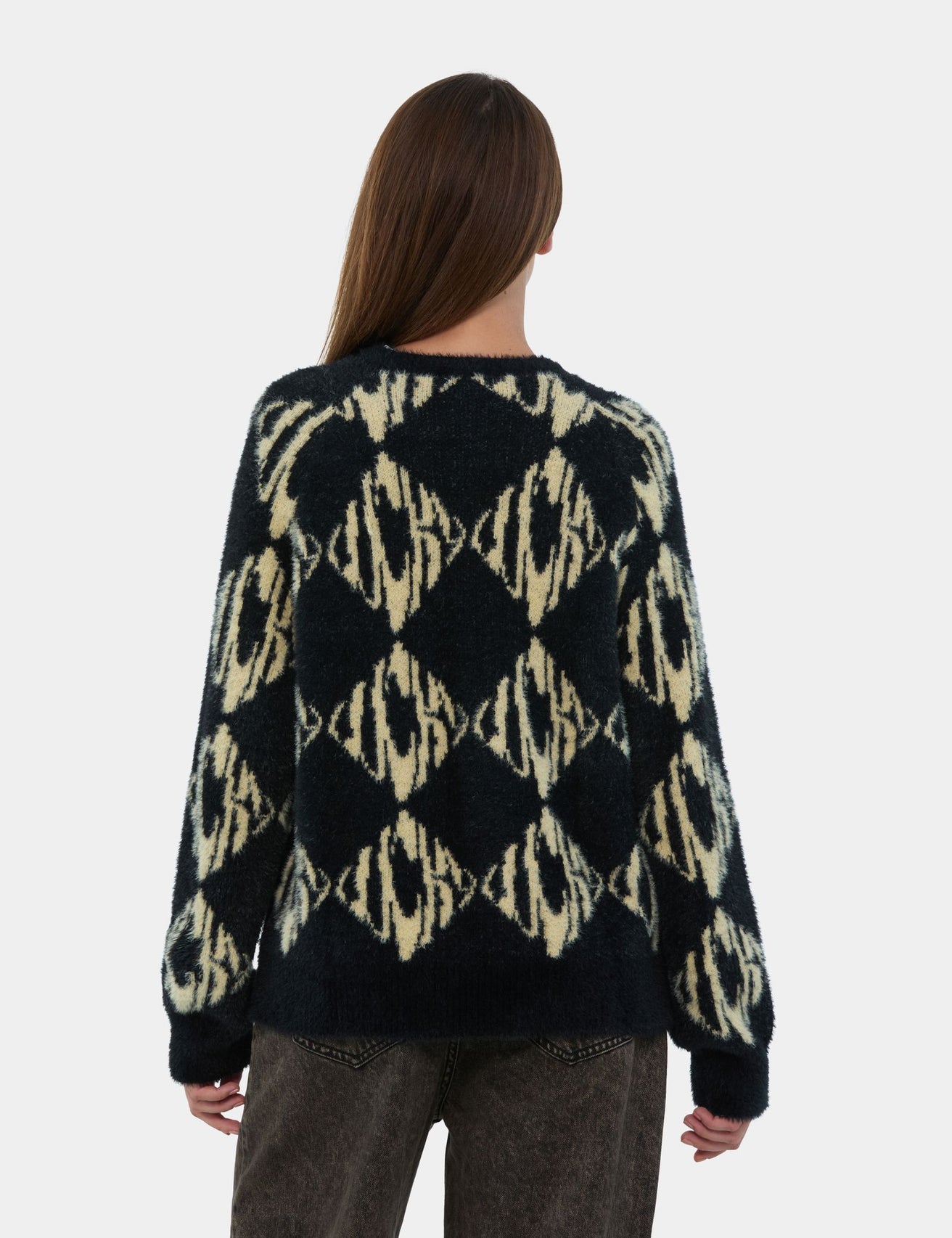 Pull oversize doux noir et beige - Image 2