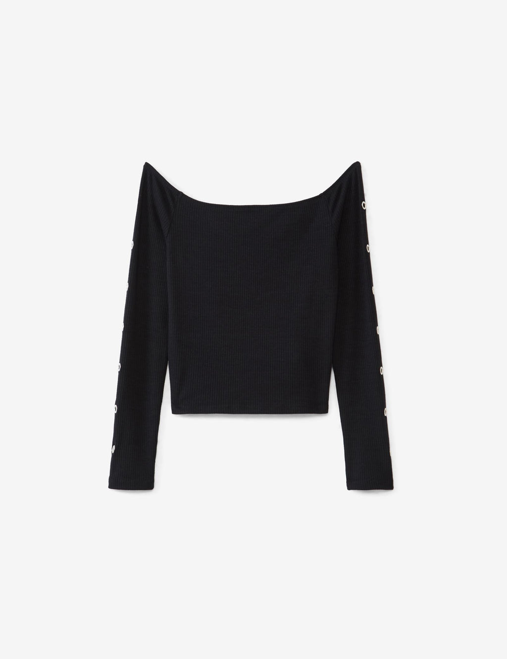 Top col bardot noir