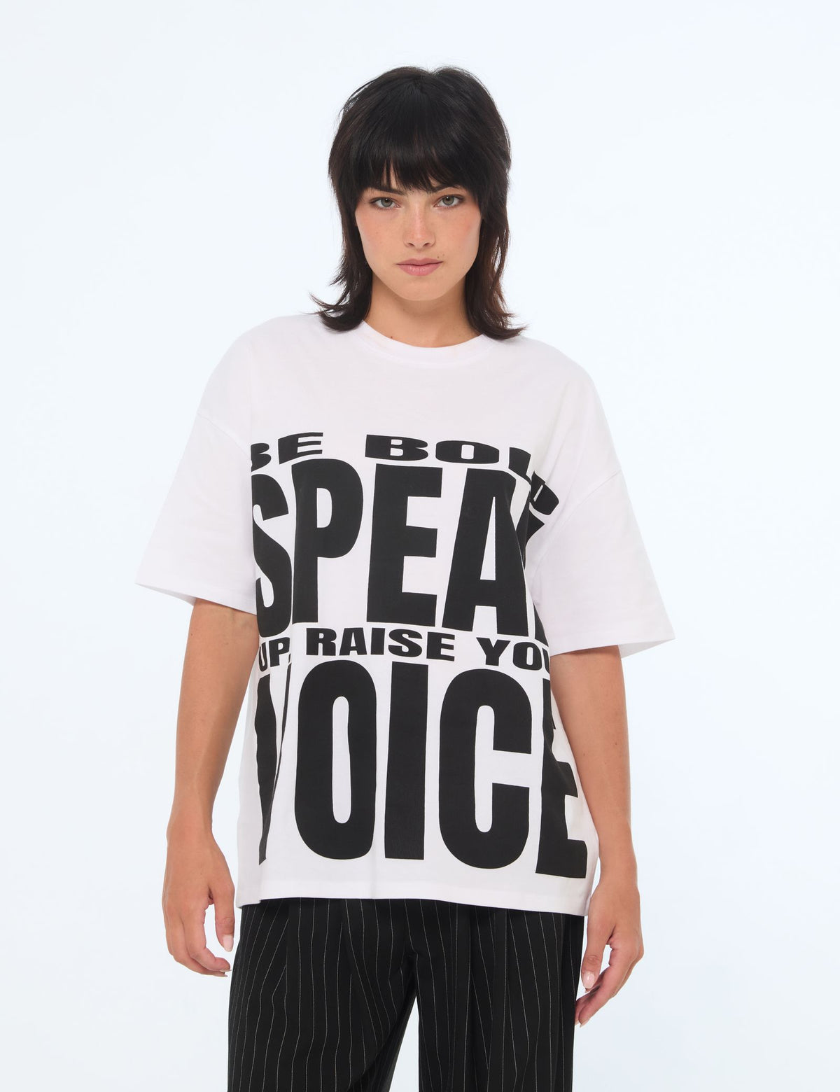 T-shirt oversize à message blanc