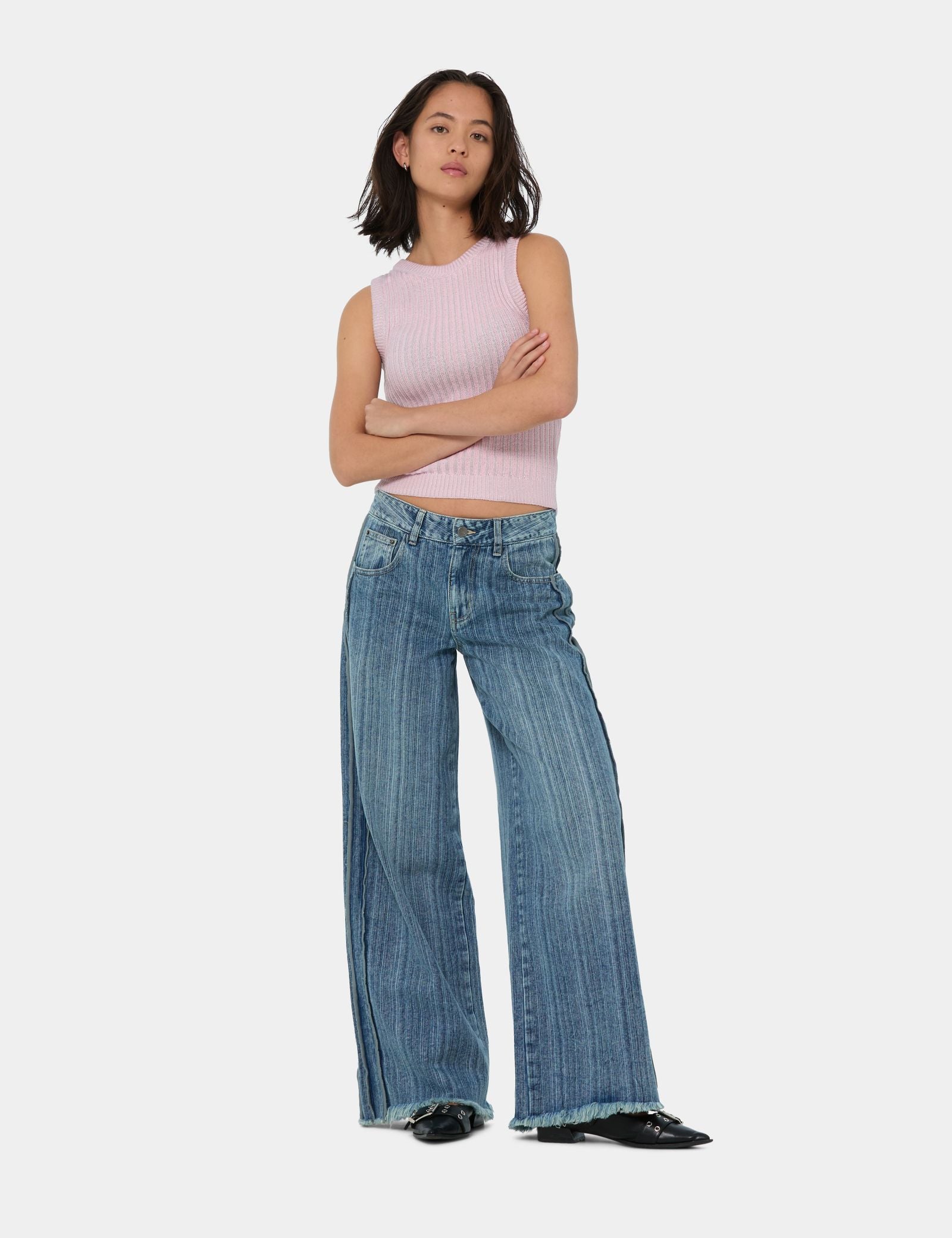 Jean Wide Leg taille basse bleu jean