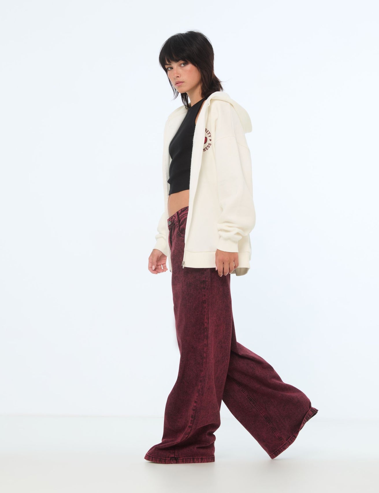 Jean wide leg rouge bordeaux - Image 3