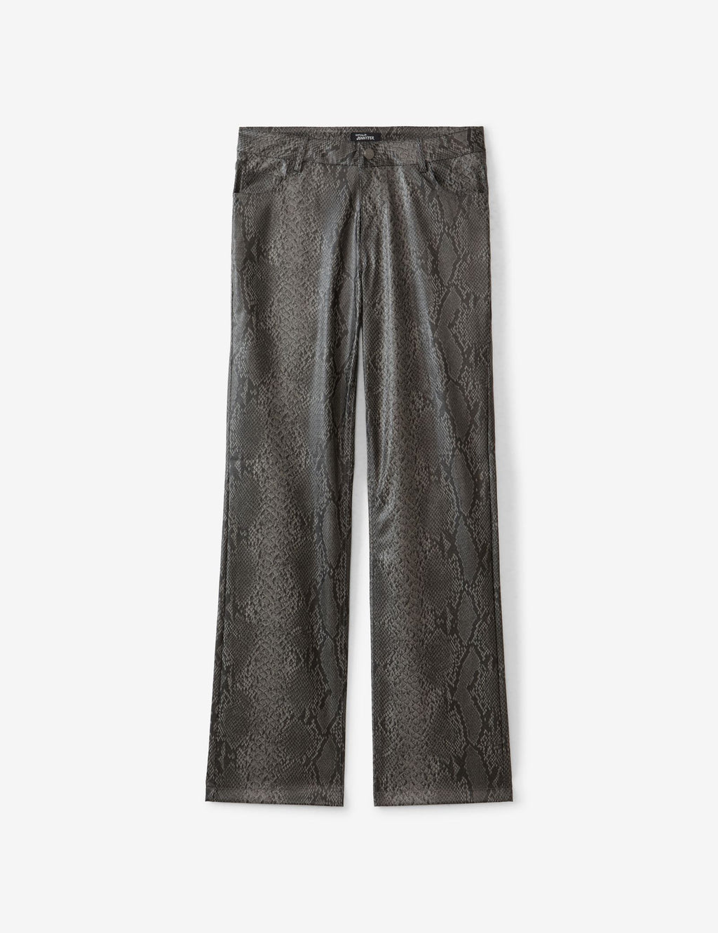 Pantalon en matière enduite motif python noir