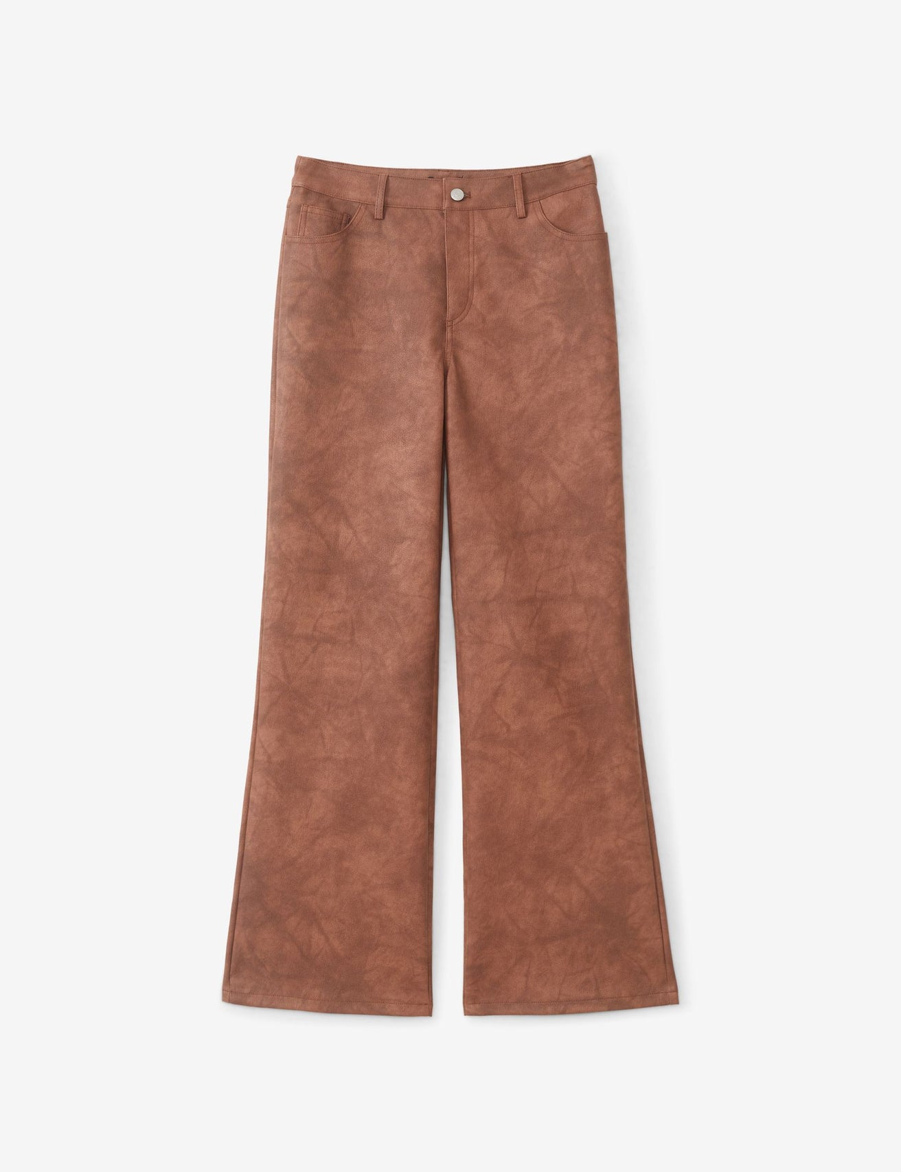 Pantalon en matière enduite marron - Image 1