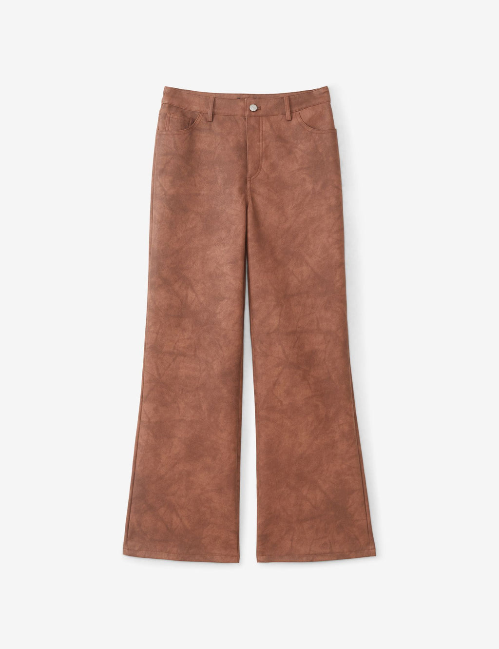 Pantalon en matière enduite marron