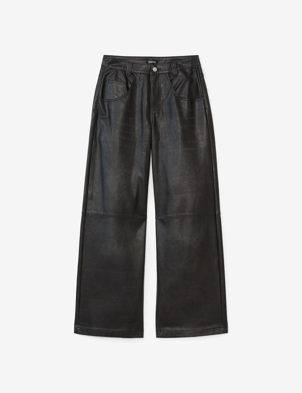 Pantalon droit en matière enduite noir