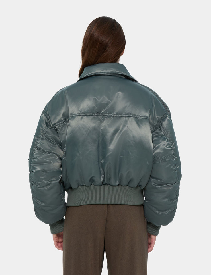 Veste bomber avec détails en maille verte olive