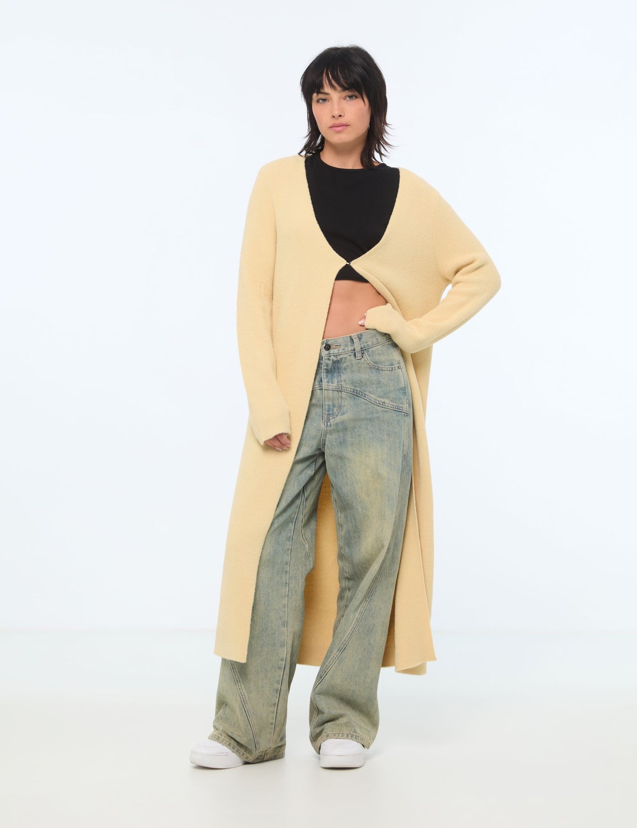 Long gilet beige moyen - Image 1