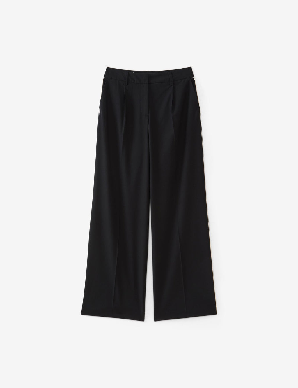 Pantalon tailleur noir avec bandes blanches