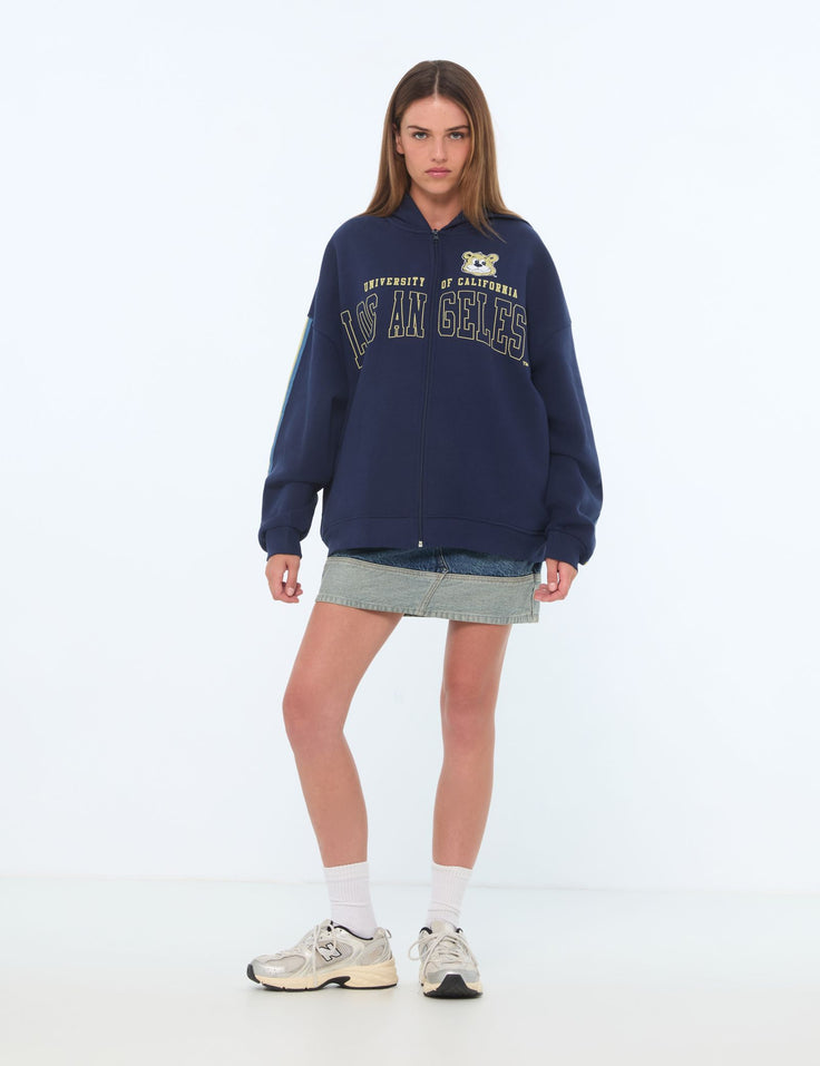 Sweat zippé à capuche UCLA bleu marine