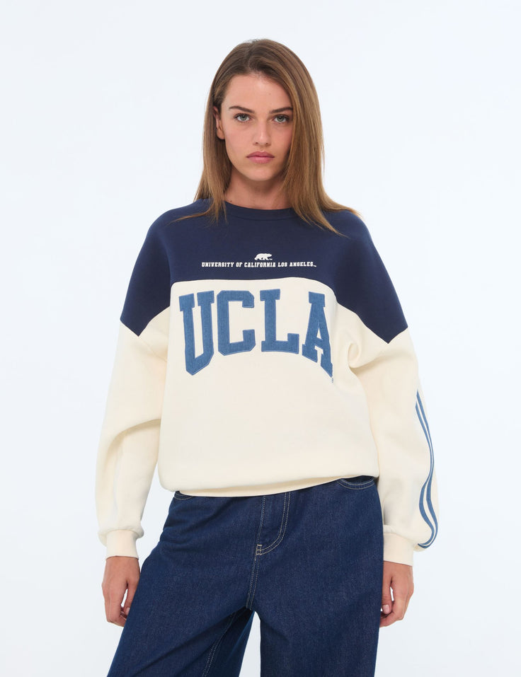 Sweat oversize UCLA x Jennyfer blanc cassé