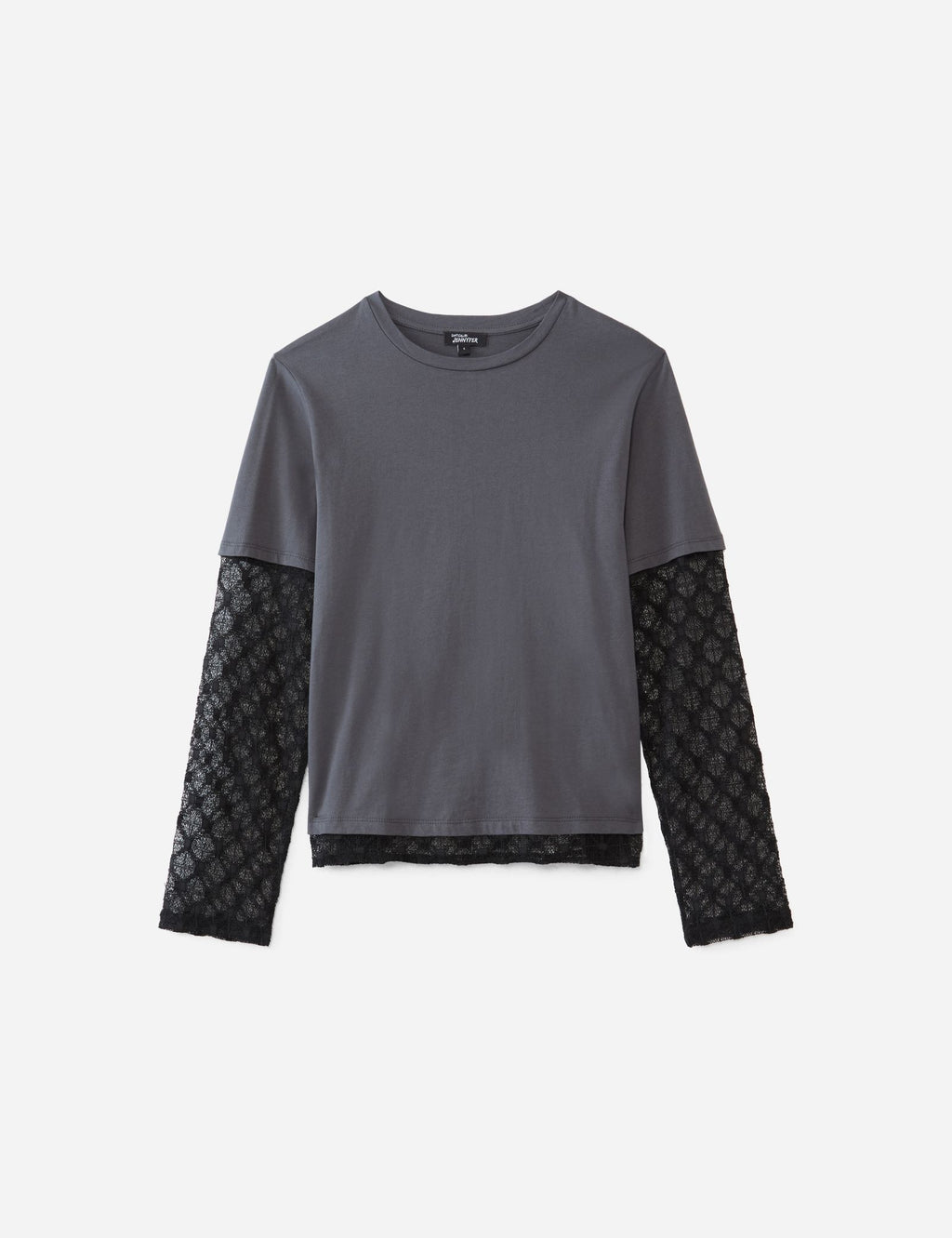 T-shirt oversize gris foncé avec dentelle noire