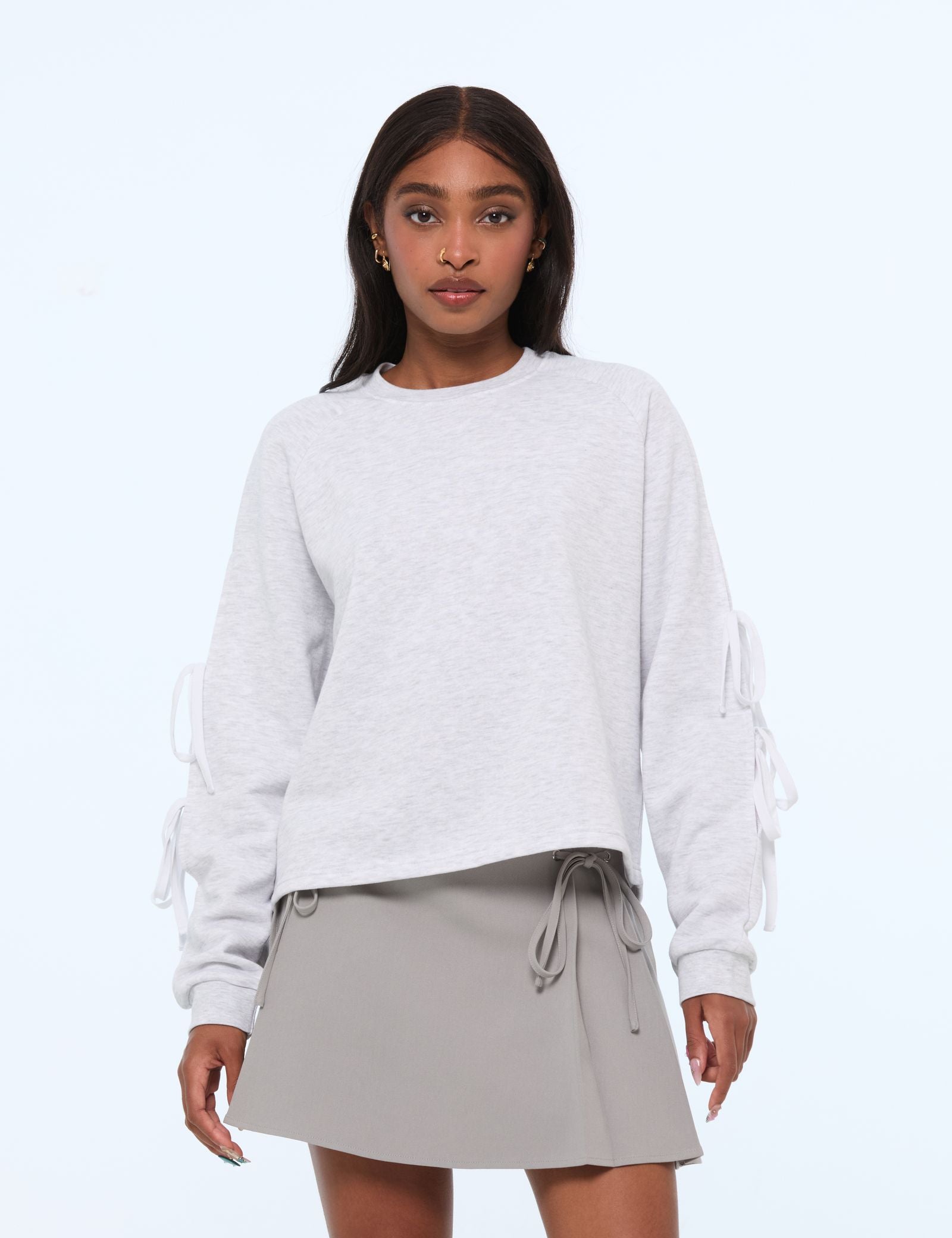 Sweat oversize avec noeuds gris