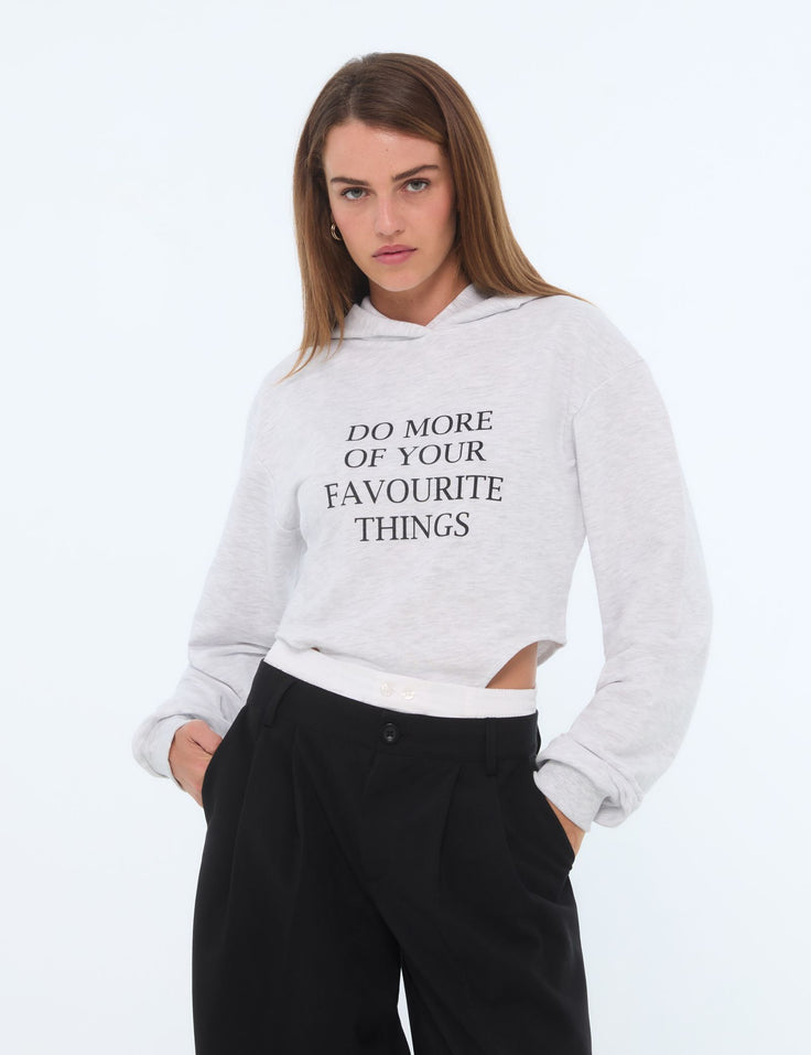 Sweat body oversize à message gris chine