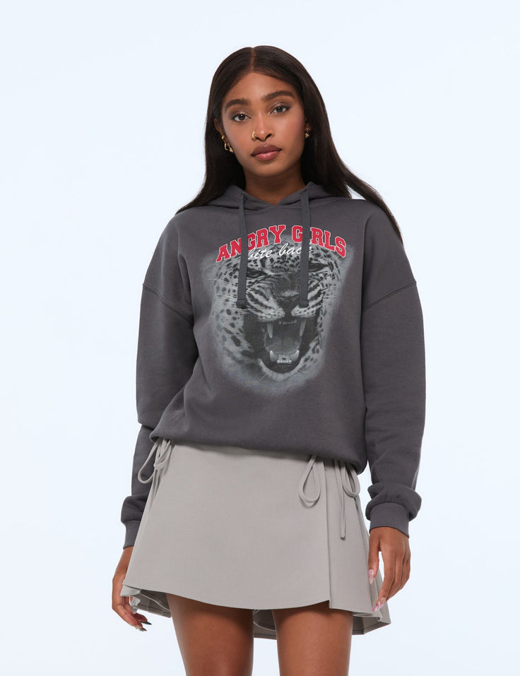 Sweat oversize à motif gris foncé