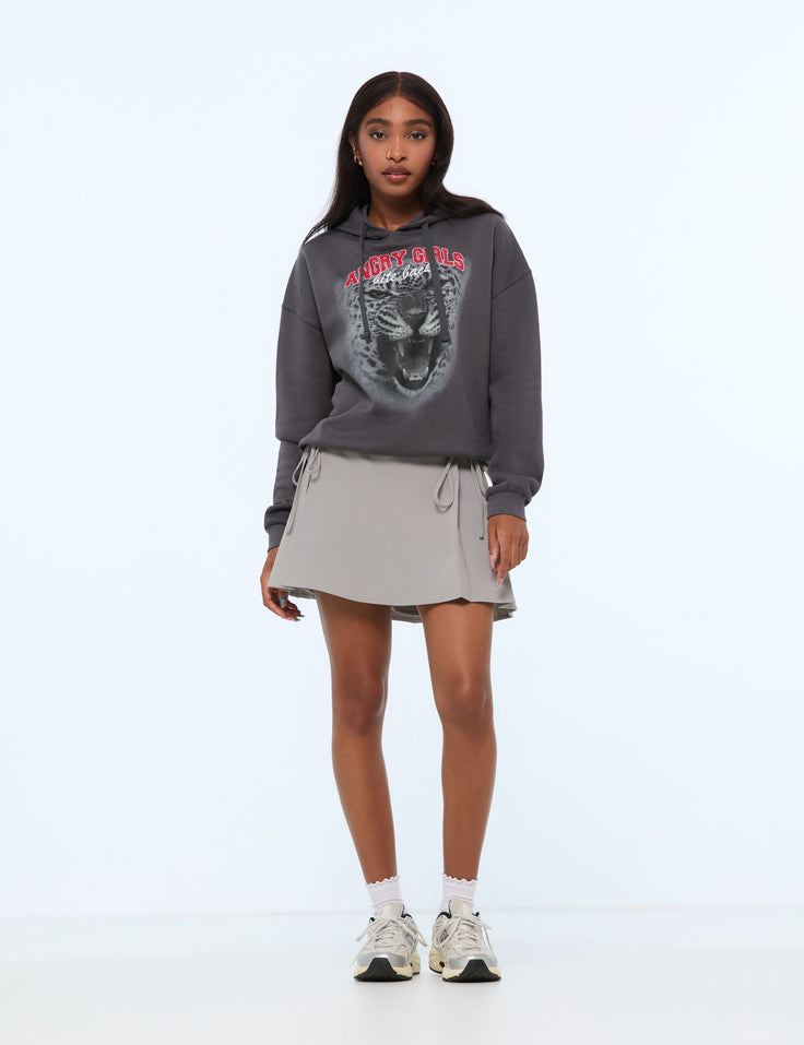 Sweat oversize à motif gris foncé