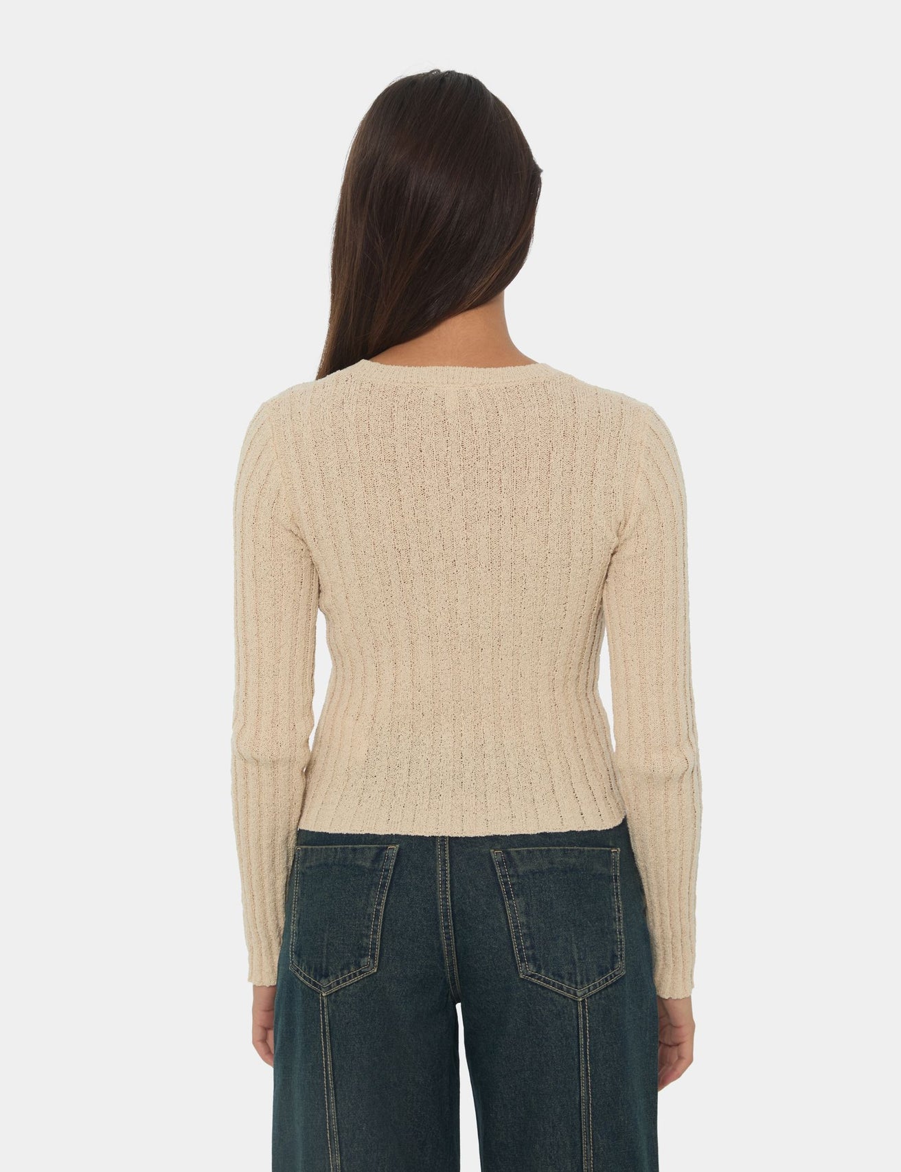 Pull fin en maille beige clair - Image 2