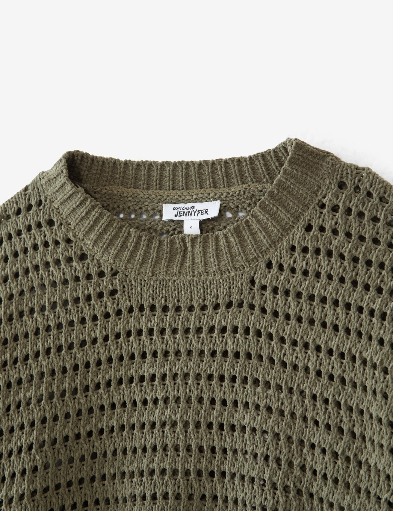 Pull en crochet vert olive - Image 1