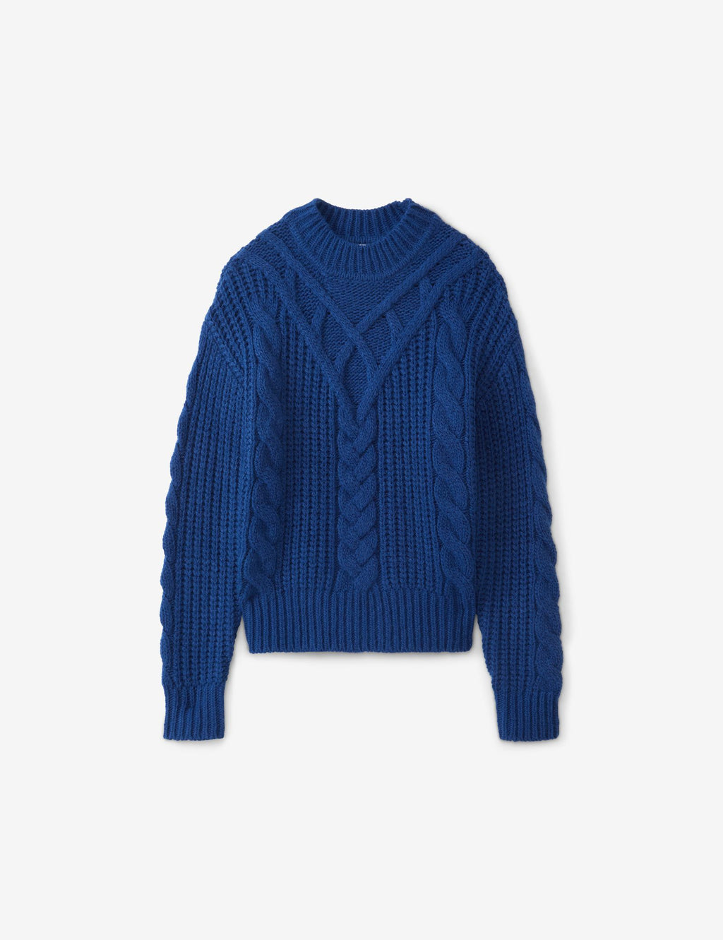 Pull en maille tressée bleu électrique