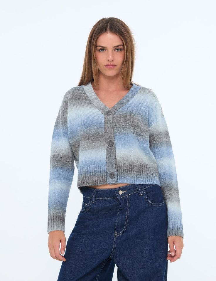 Cardigan bleu et gris