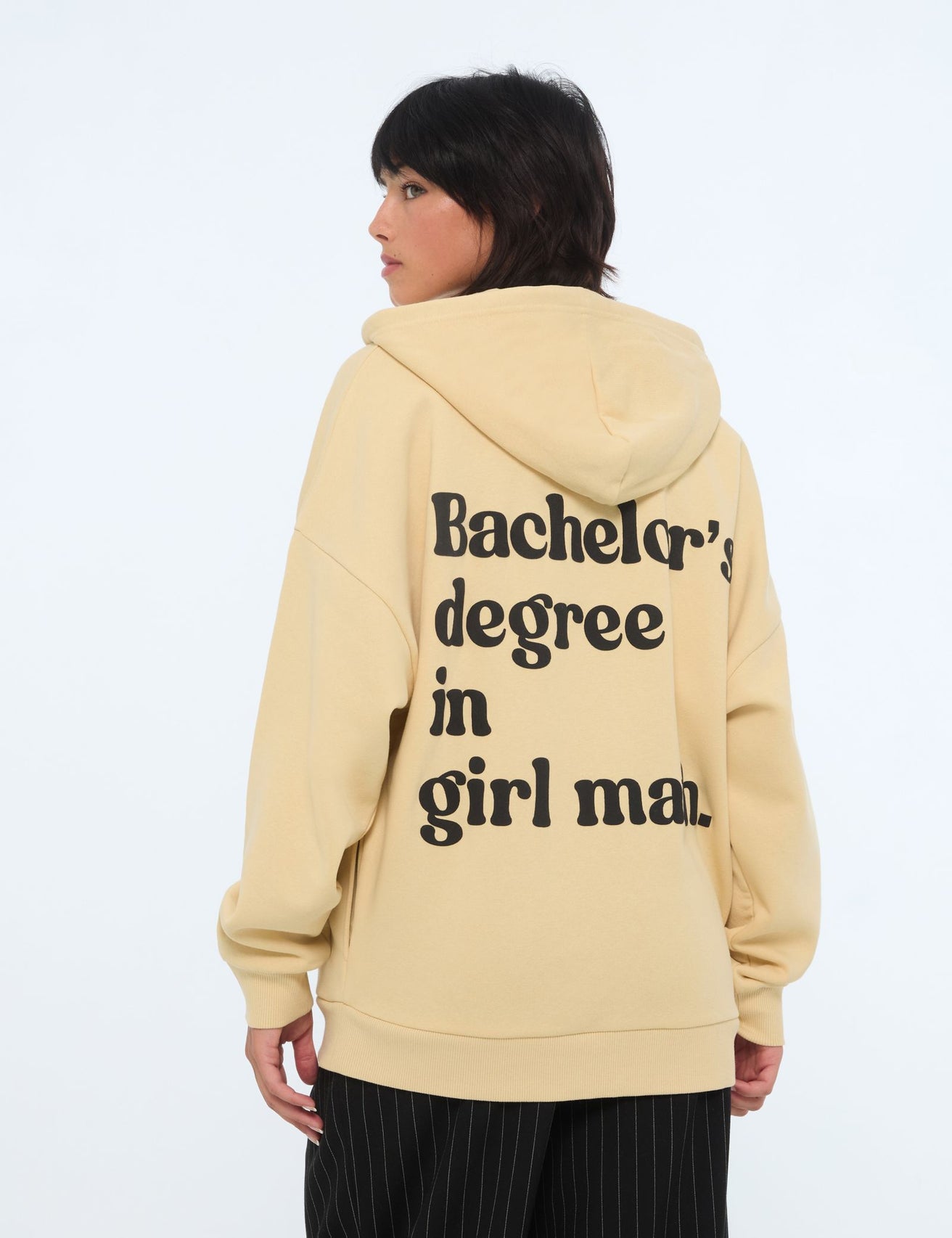 Sweat oversize avec message dans le dos beige moyen - Image 1