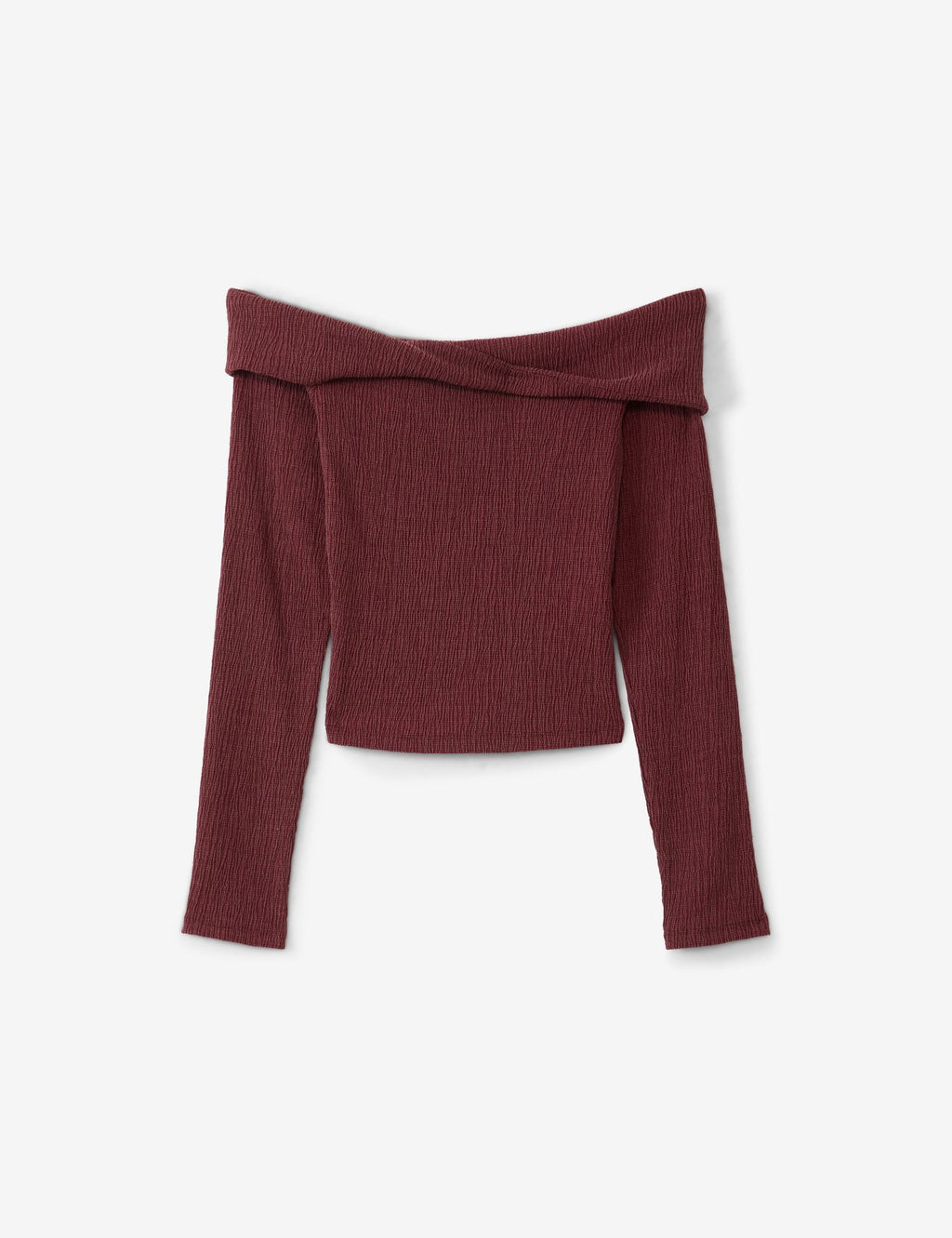 Top col bardot rouge bordeaux