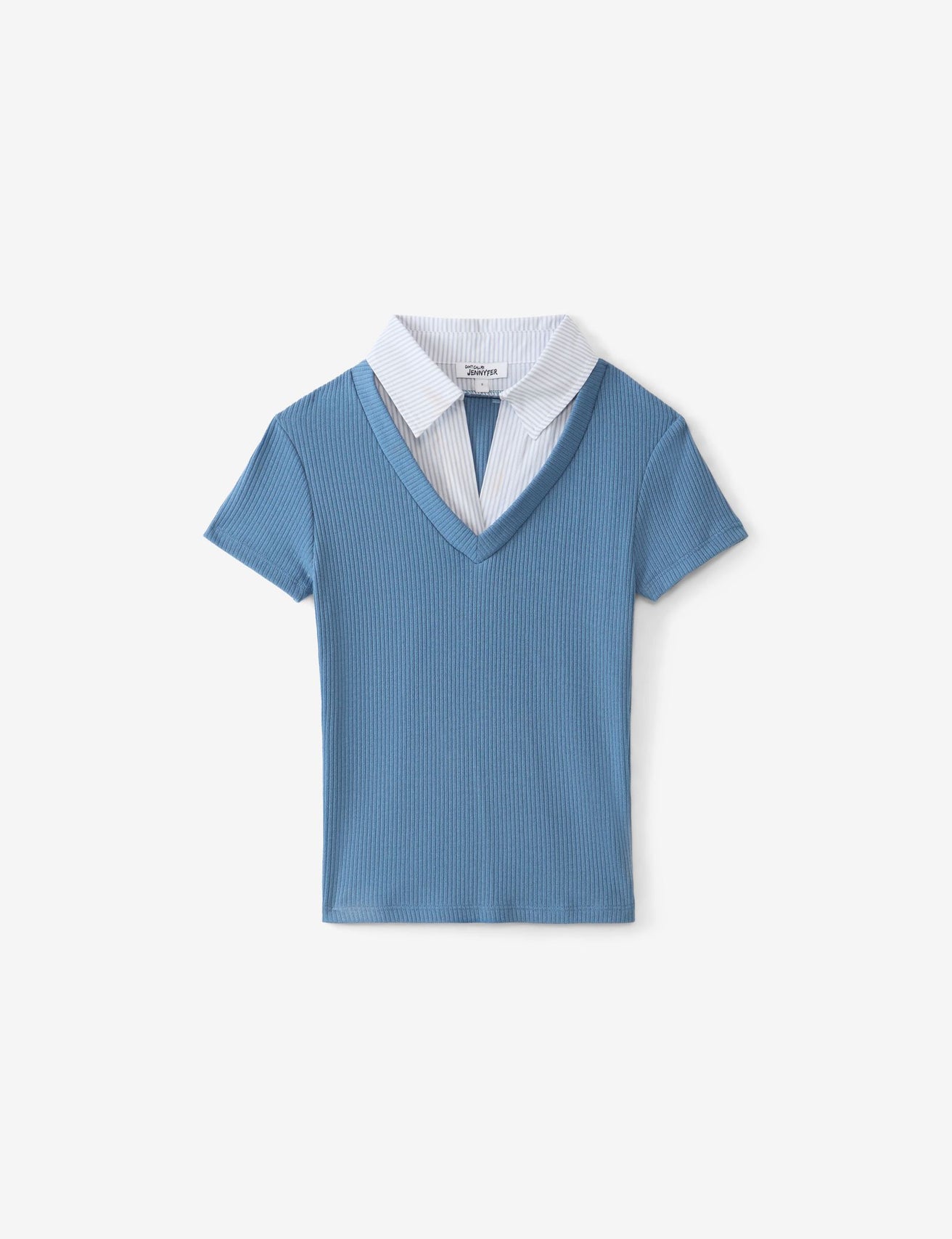 T-shirt avec doublure chemise bleu ardoise - Image 4