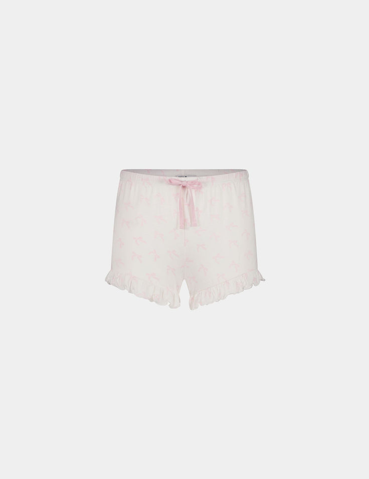 Ensemble de pyjama short à volants rose et blanc