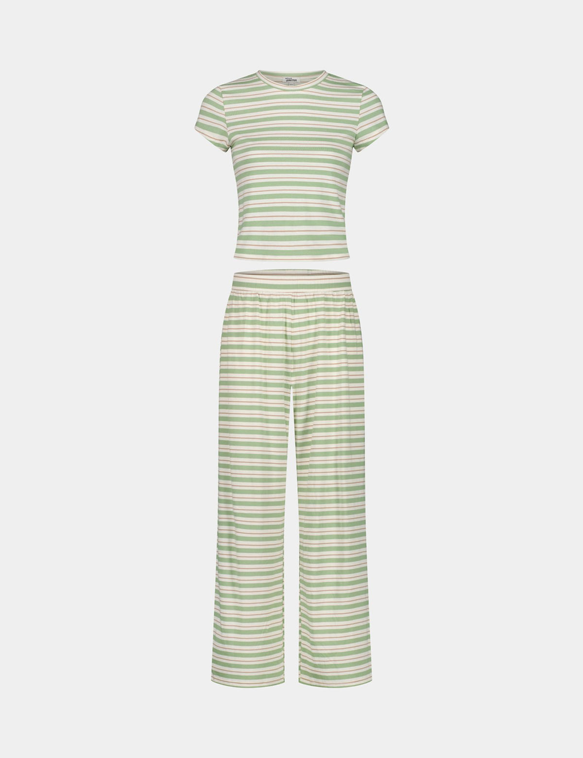 Ensemble de pyjama à rayures vert et écru