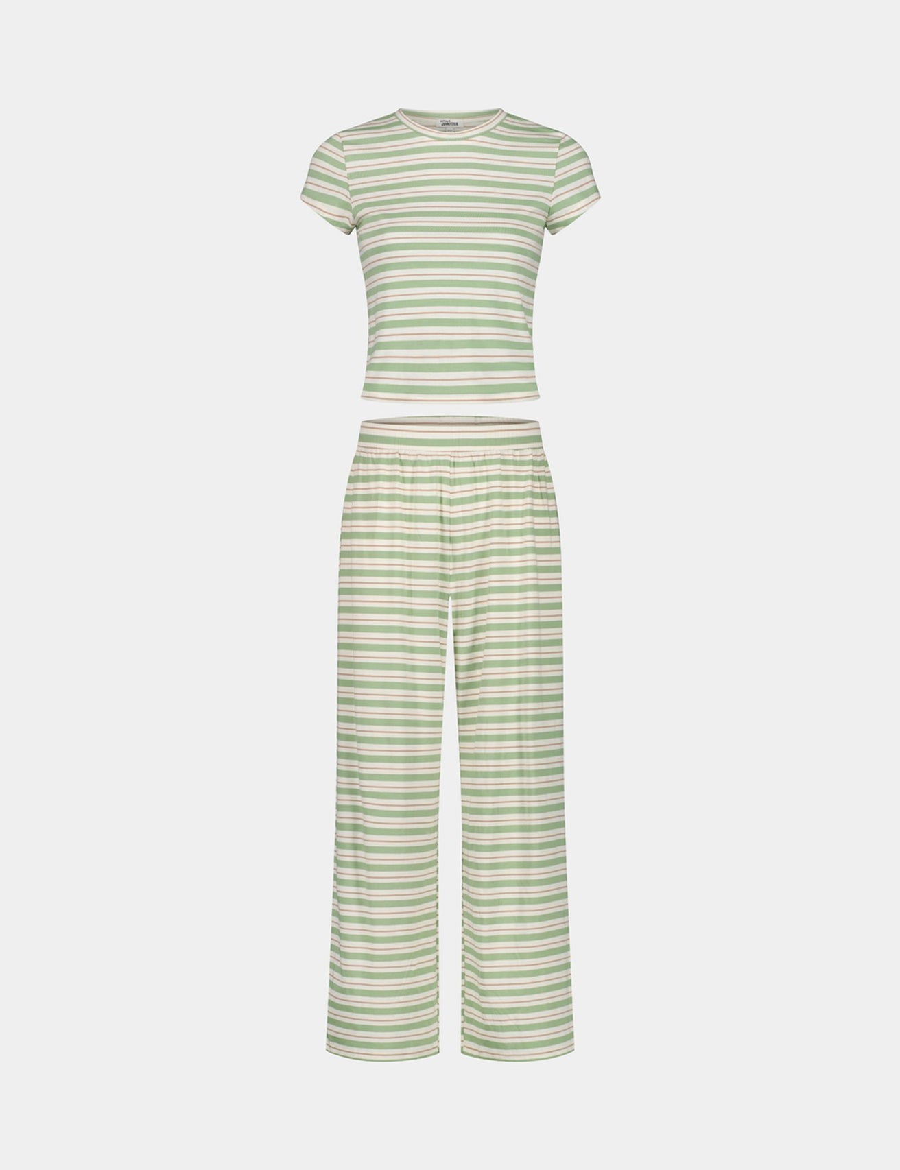 Ensemble de pyjama à rayures vert et écru - Image 1