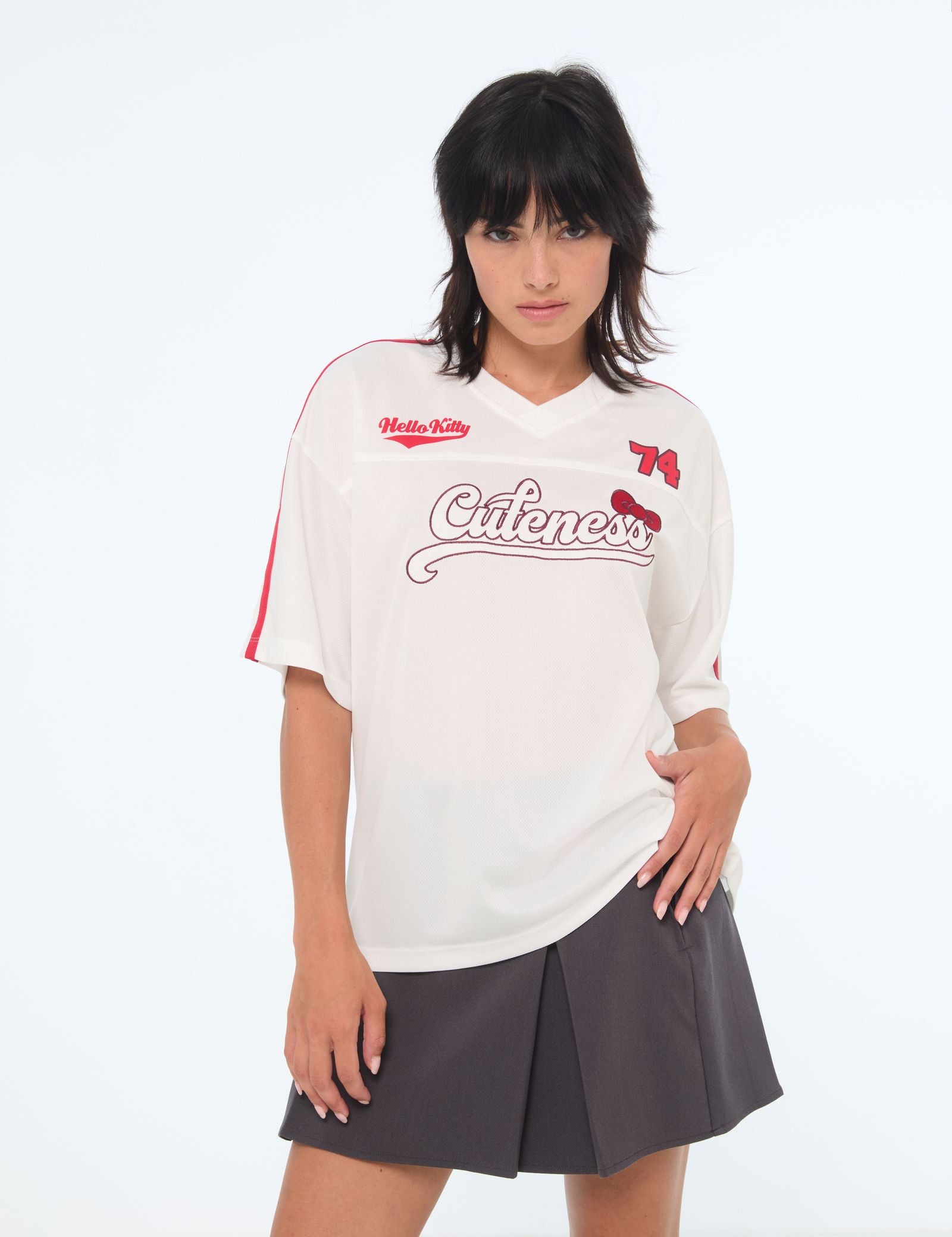 T-shirt de foot Hello Kitty x Jennyfer blanc cassé