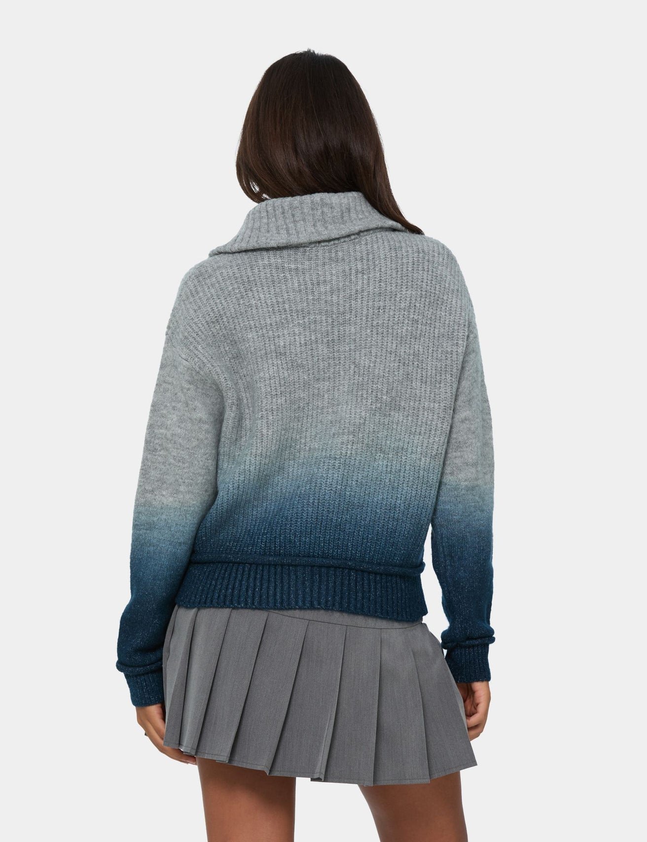 Gilet en maille zippée gris et bleu - Image 2