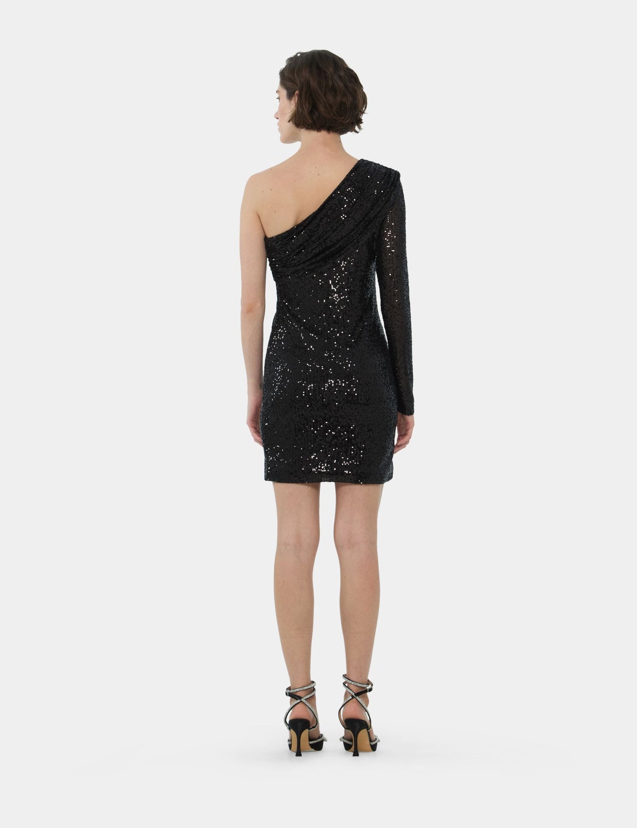 Robe asymétrique noire à sequin - Image 2