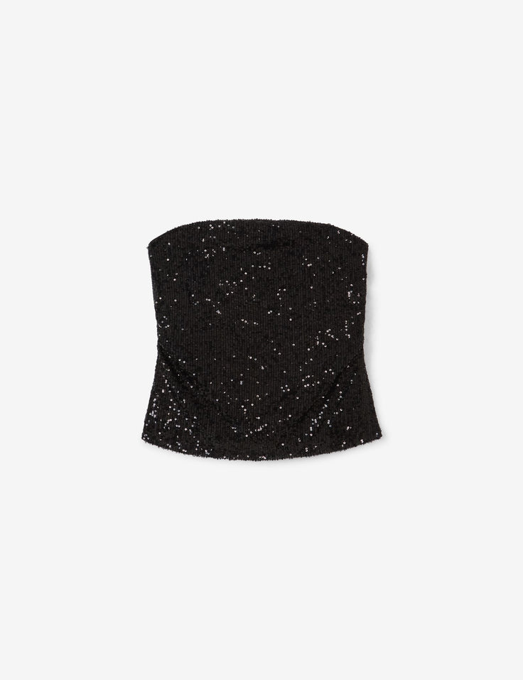 Top bustier à sequin noir