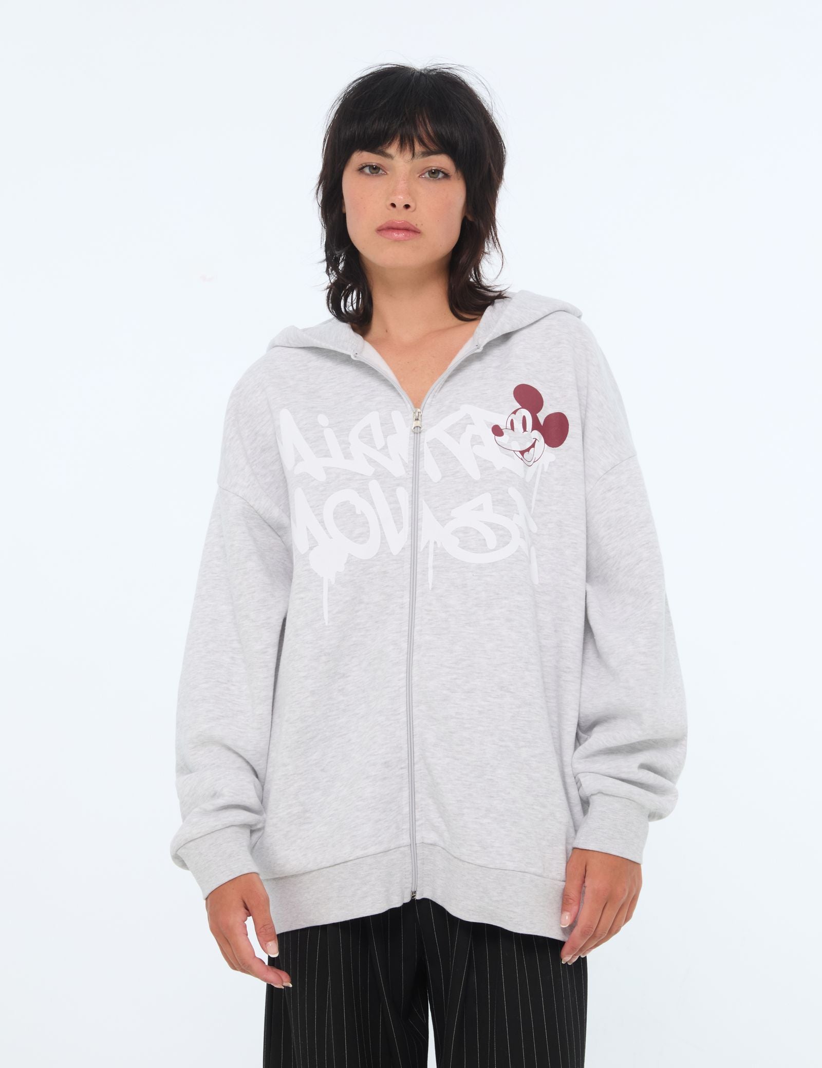 Sweat oversize Disney x Jennyfer gris clair