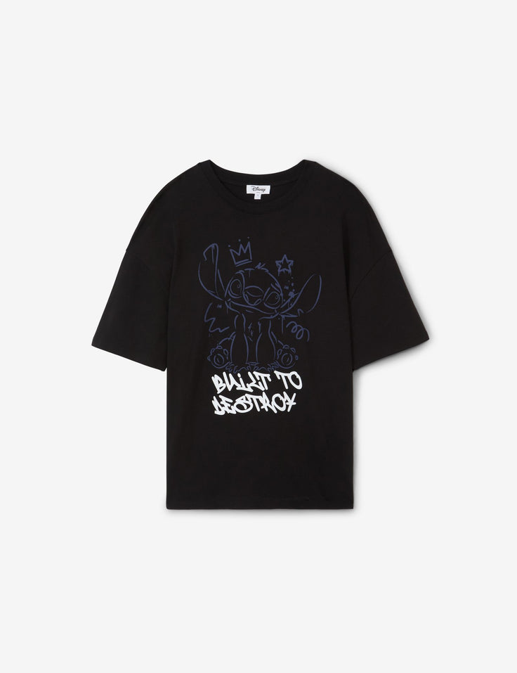 T-shirt noir Stitch Disney x Jennyfer