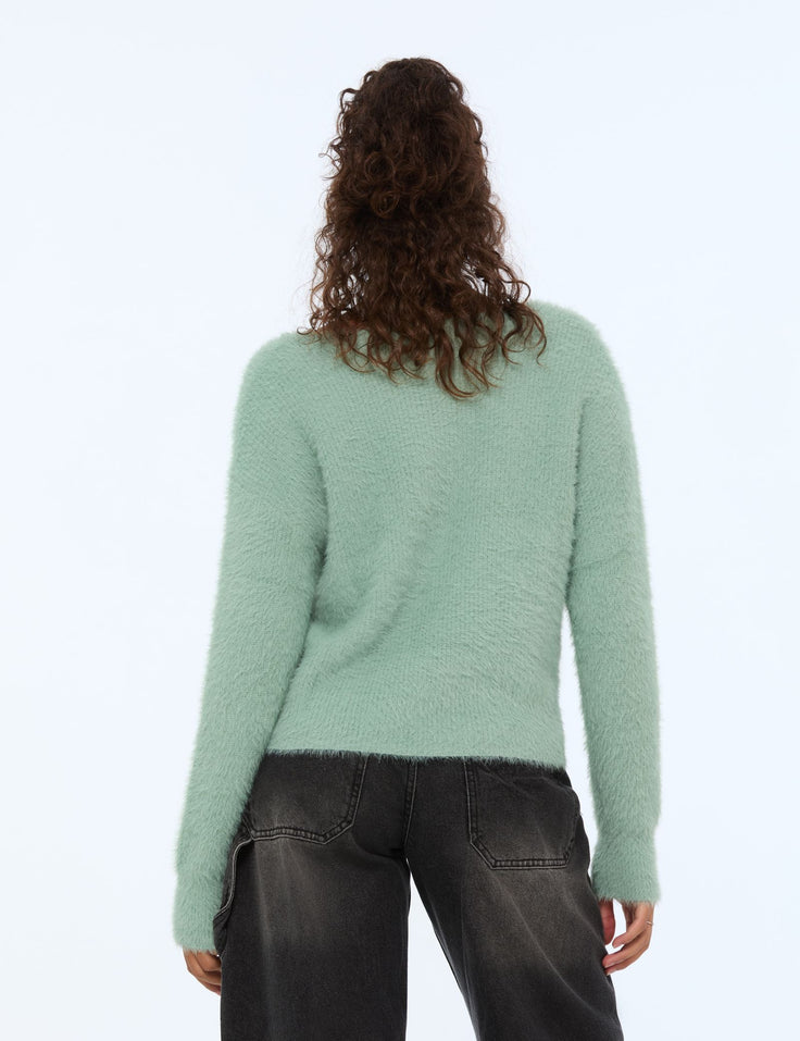 Pull oversize doux vert foncé