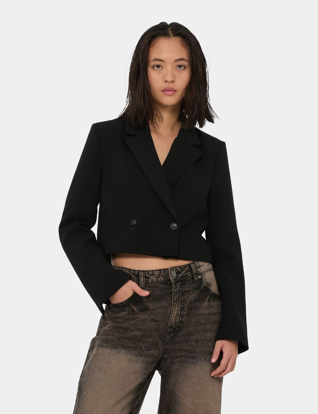 Veste blazer courte noire - Image 1