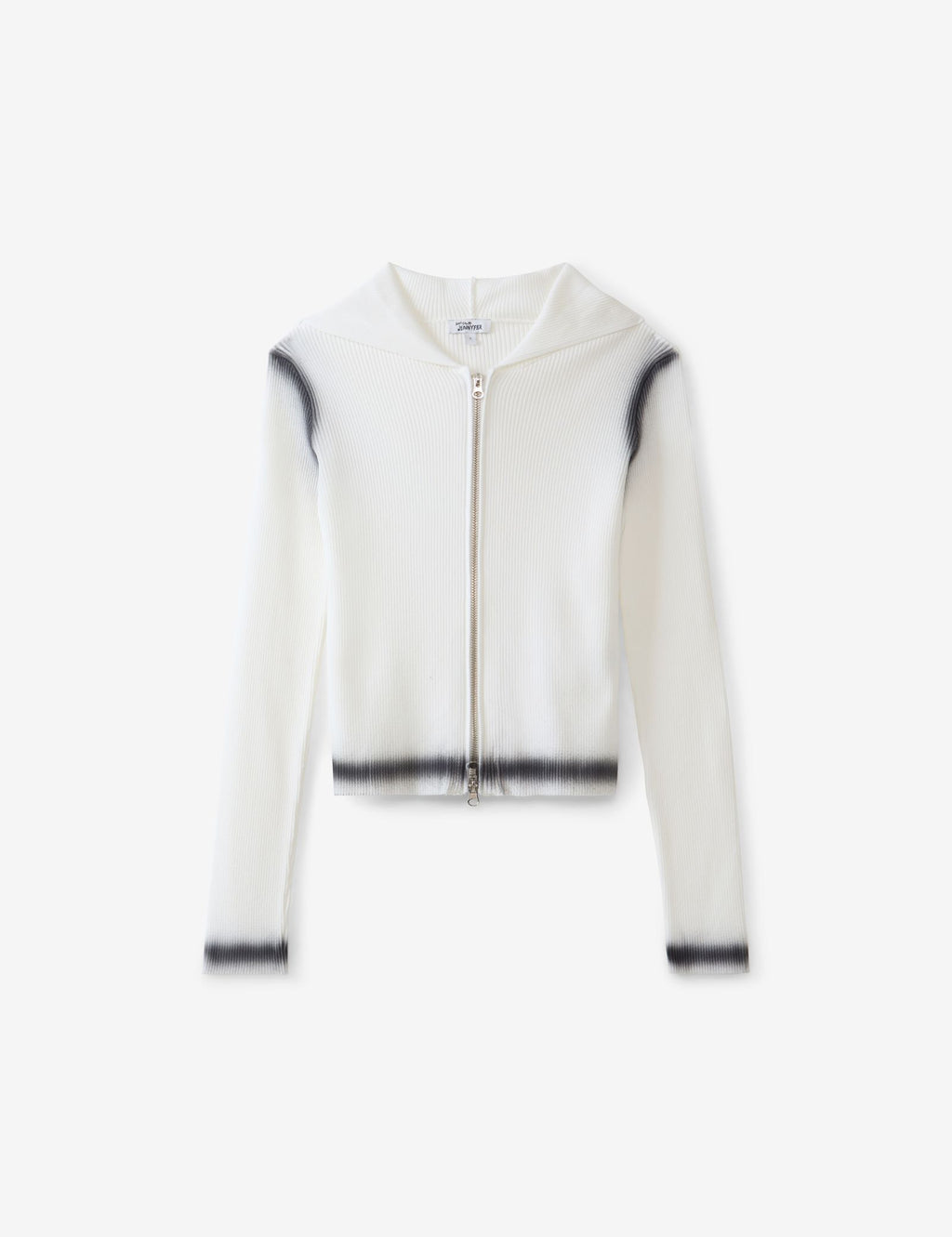 Gilet zippé en maille blanc avec détails noirs