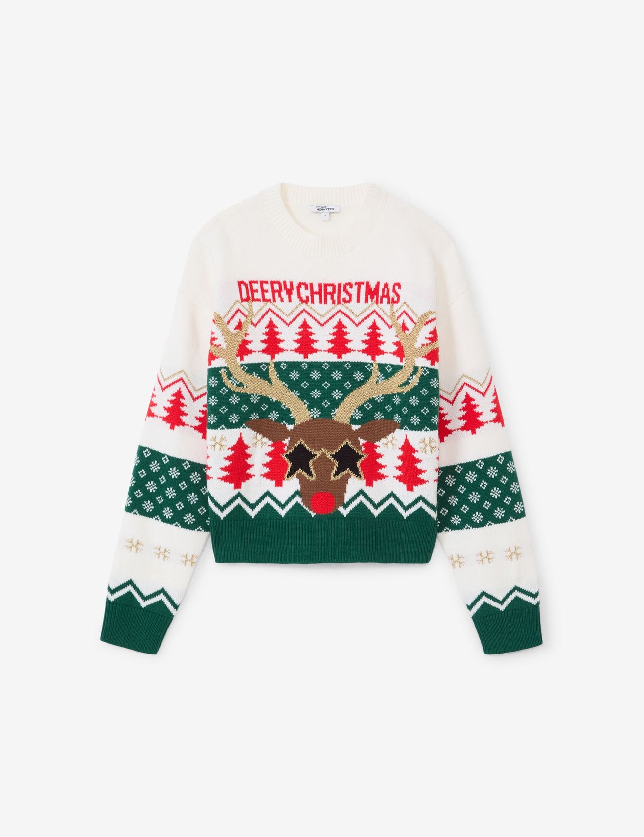 Pull de noël avec renne multicolore - Image 1