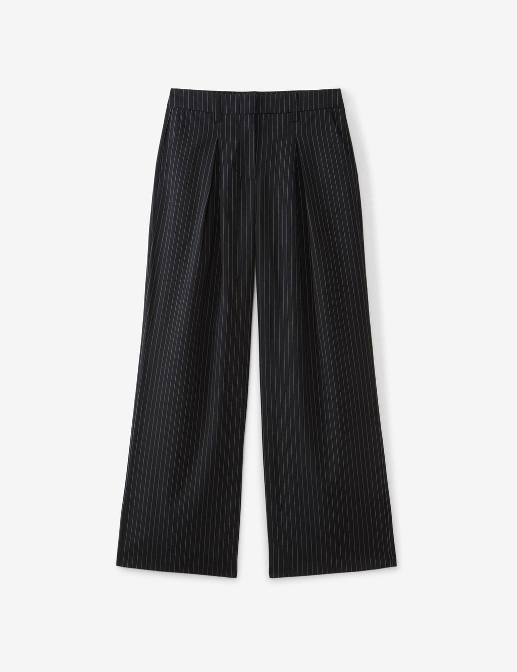 Pantalon tailleur noir à rayures blanches