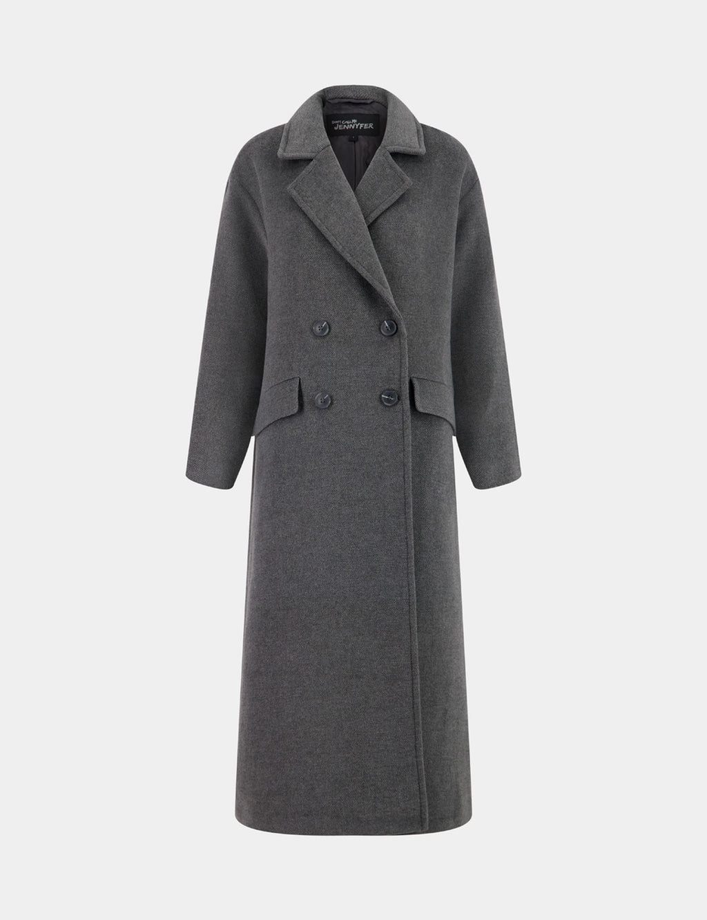 Long manteau en mélange de laine gris foncé