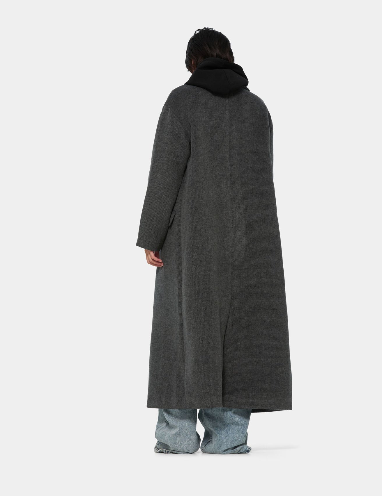 Long manteau en mélange de laine gris foncé - Image 2