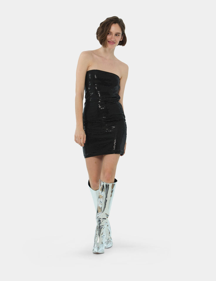 Robe courte en sequin noire