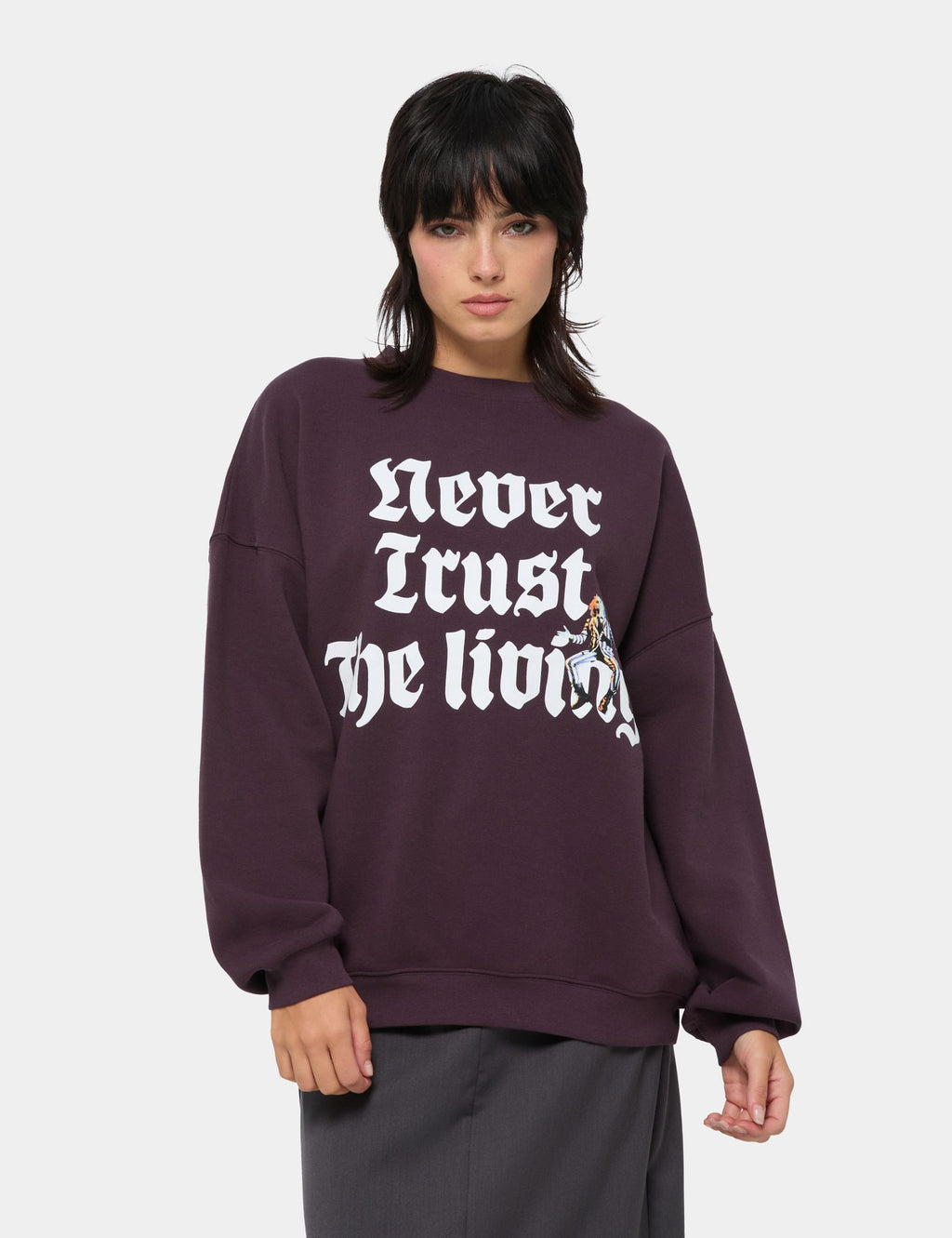 Sweat Beetlejuice x Jennyfer à message violet foncé