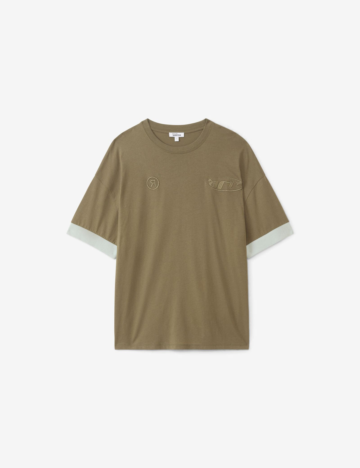 T-shirt oversize vert olive à message brodé