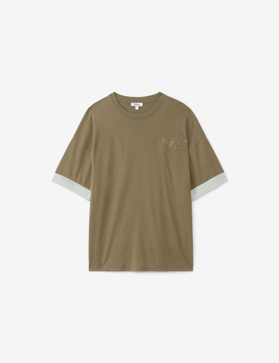 T-shirt oversize vert olive à message brodé