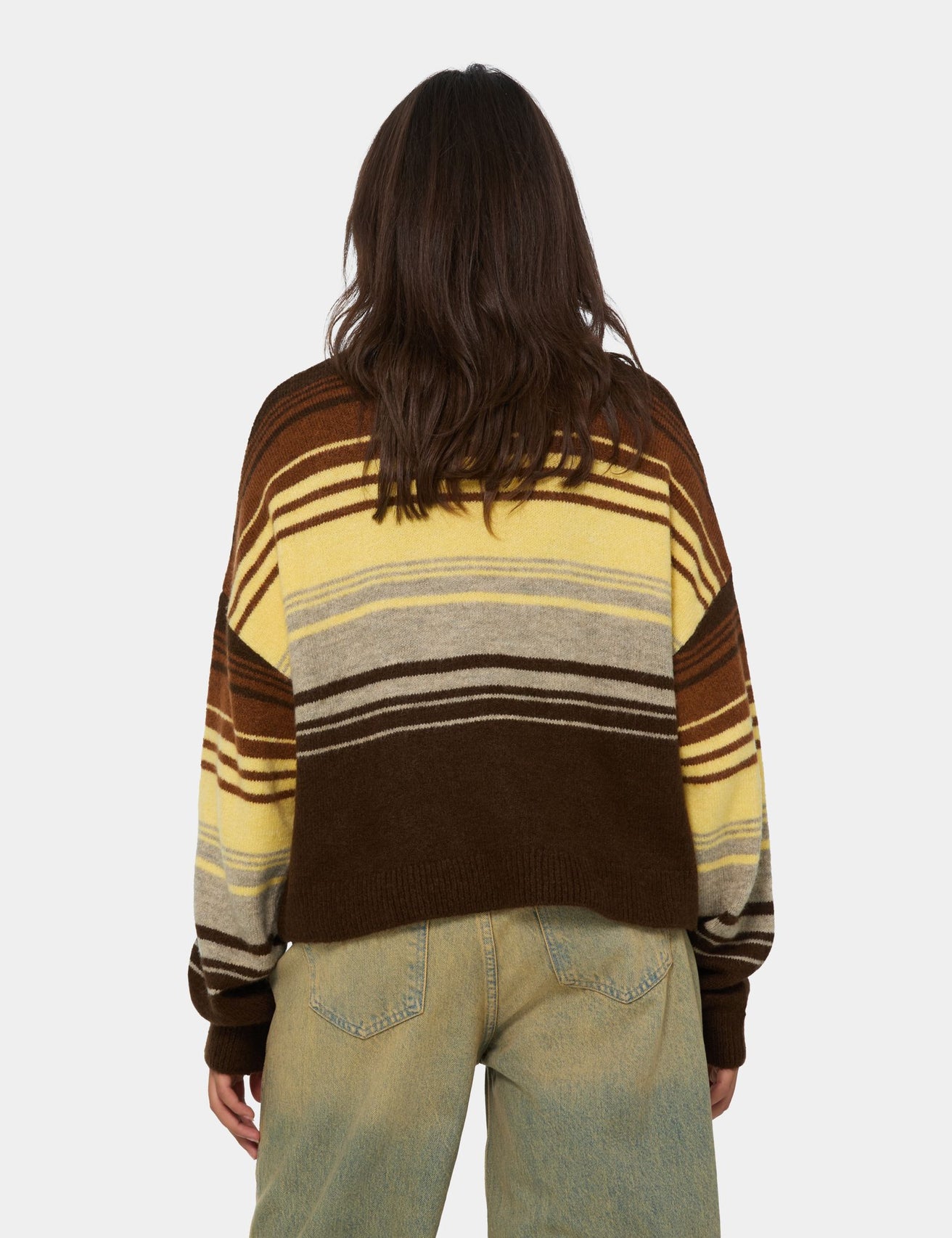 Pull oversize à rayures marron et jaune - Image 2