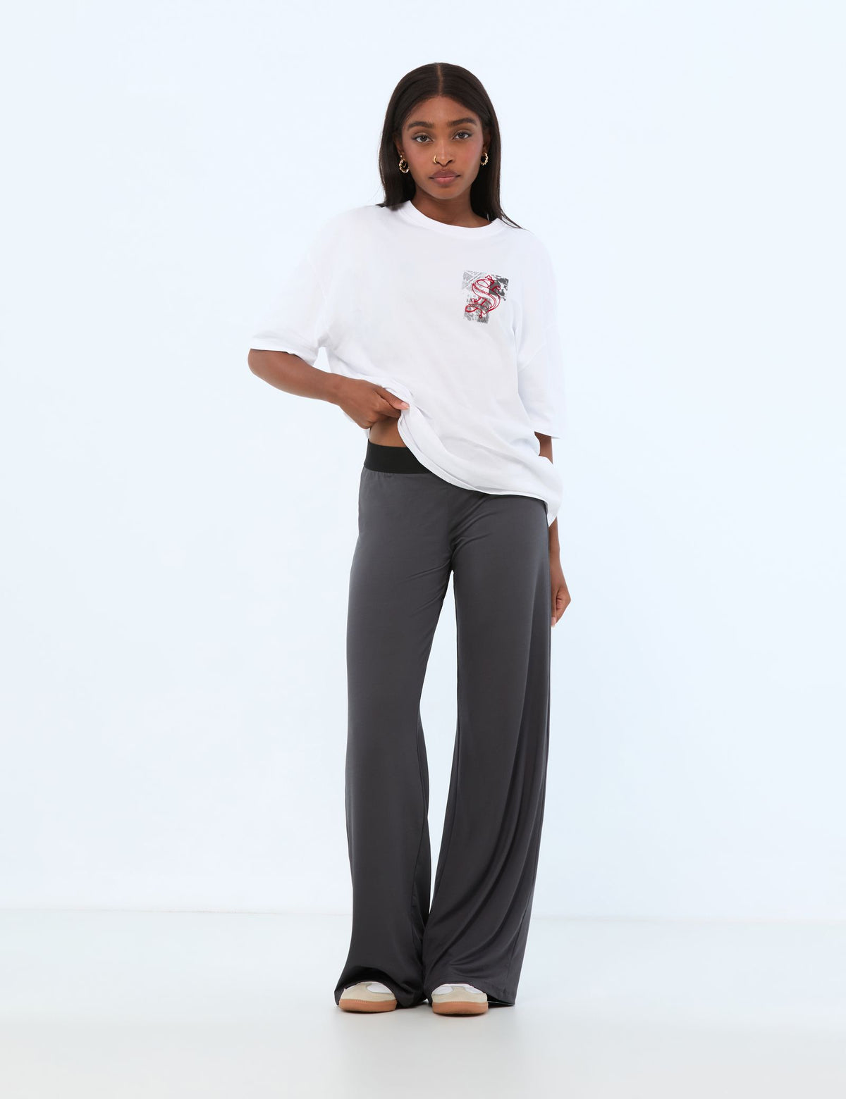 Pantalon fluide gris foncé