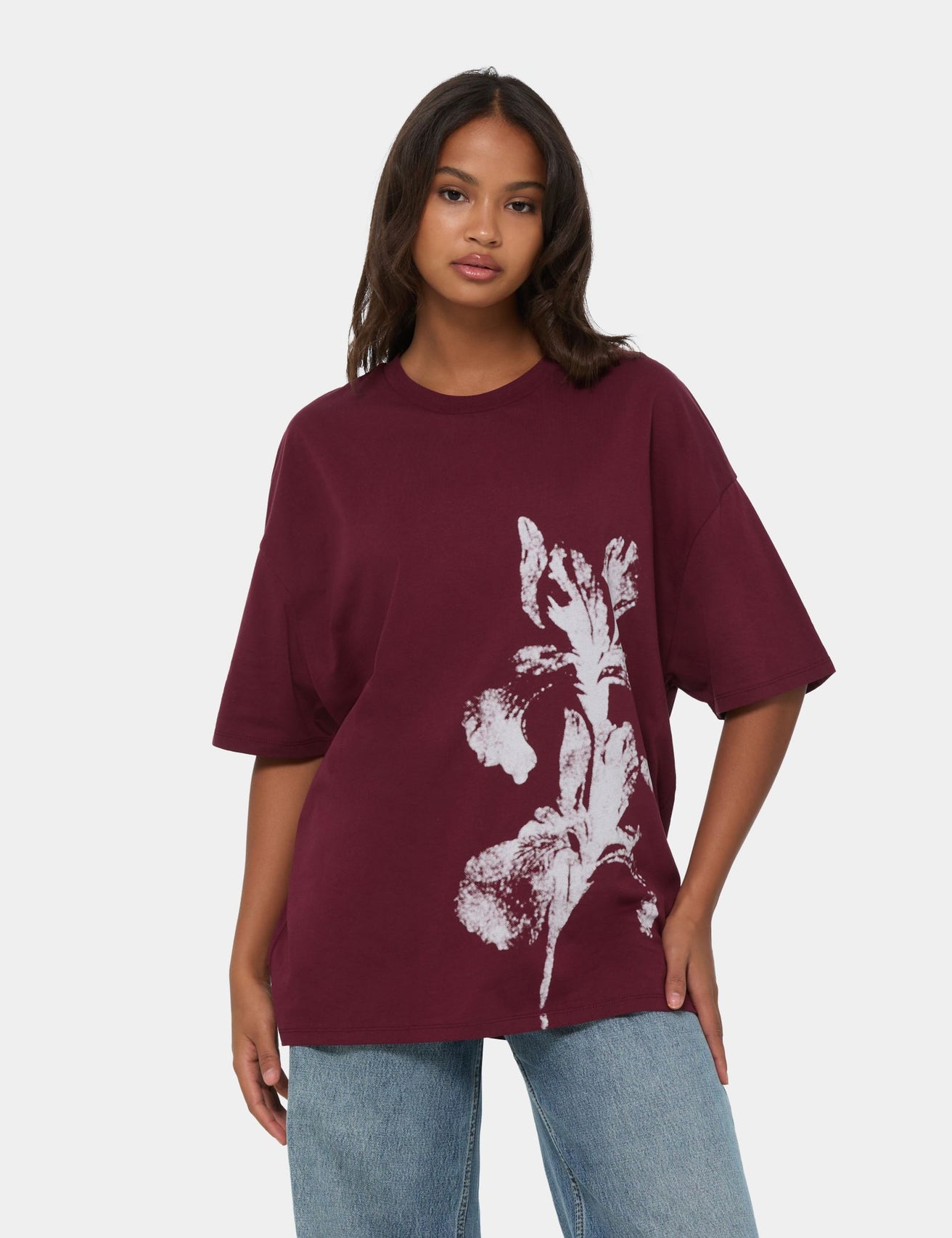 T-shirt oversize à motif prune - Image 1